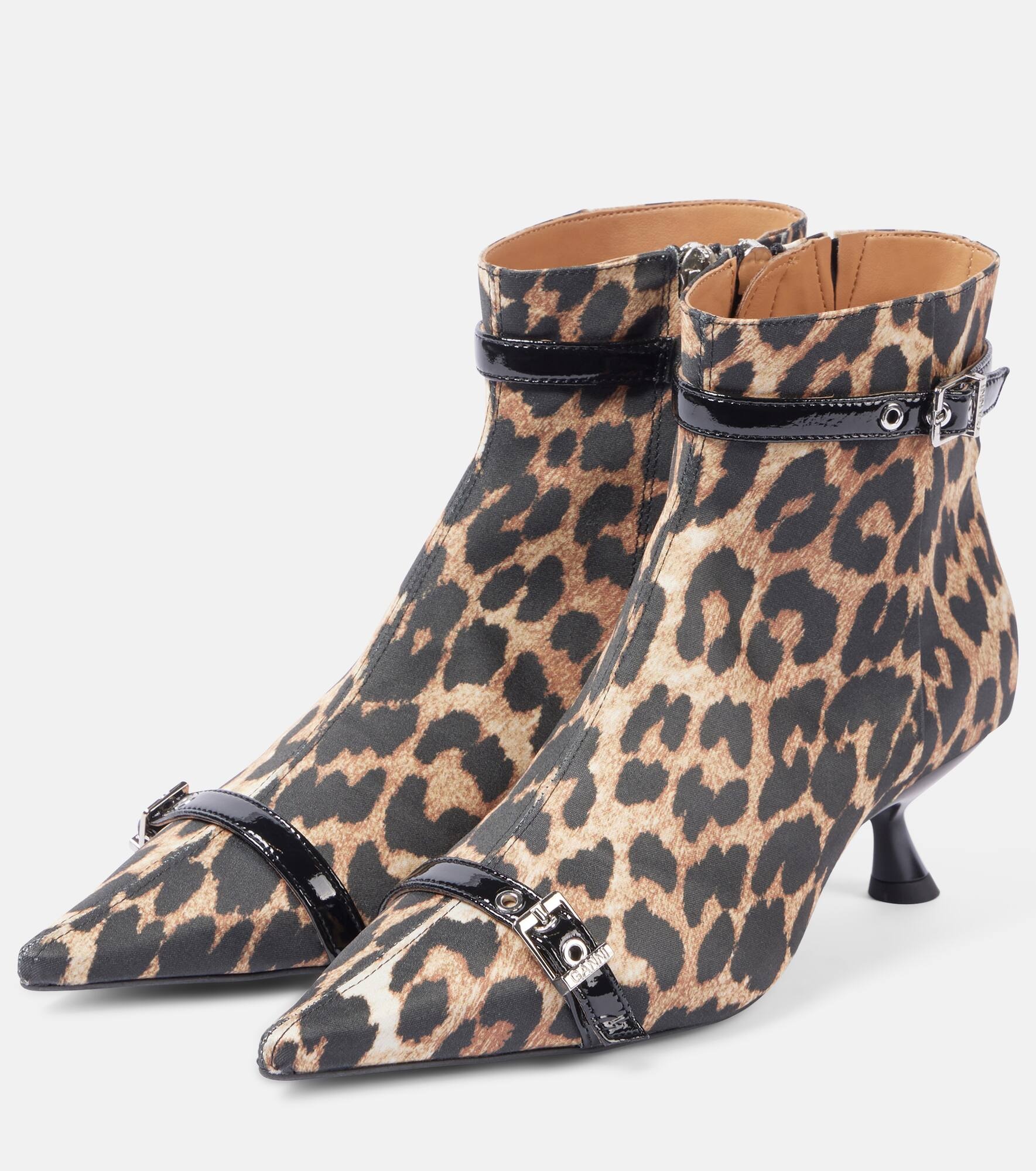 Leopard-print satin ankle boots - 4