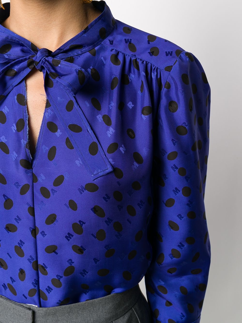 polka dot logo print blouse - 5