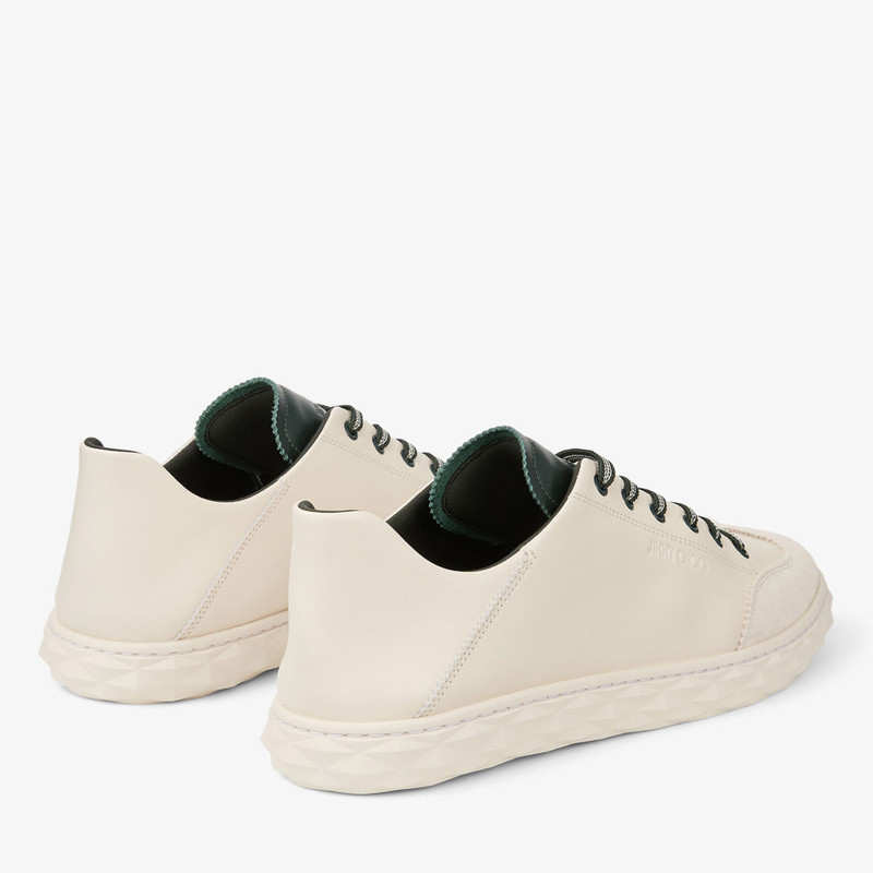 JIMMY CHOO Diamond Flex M Latte and British Green Leather Mix Low Top Trainers outlook
