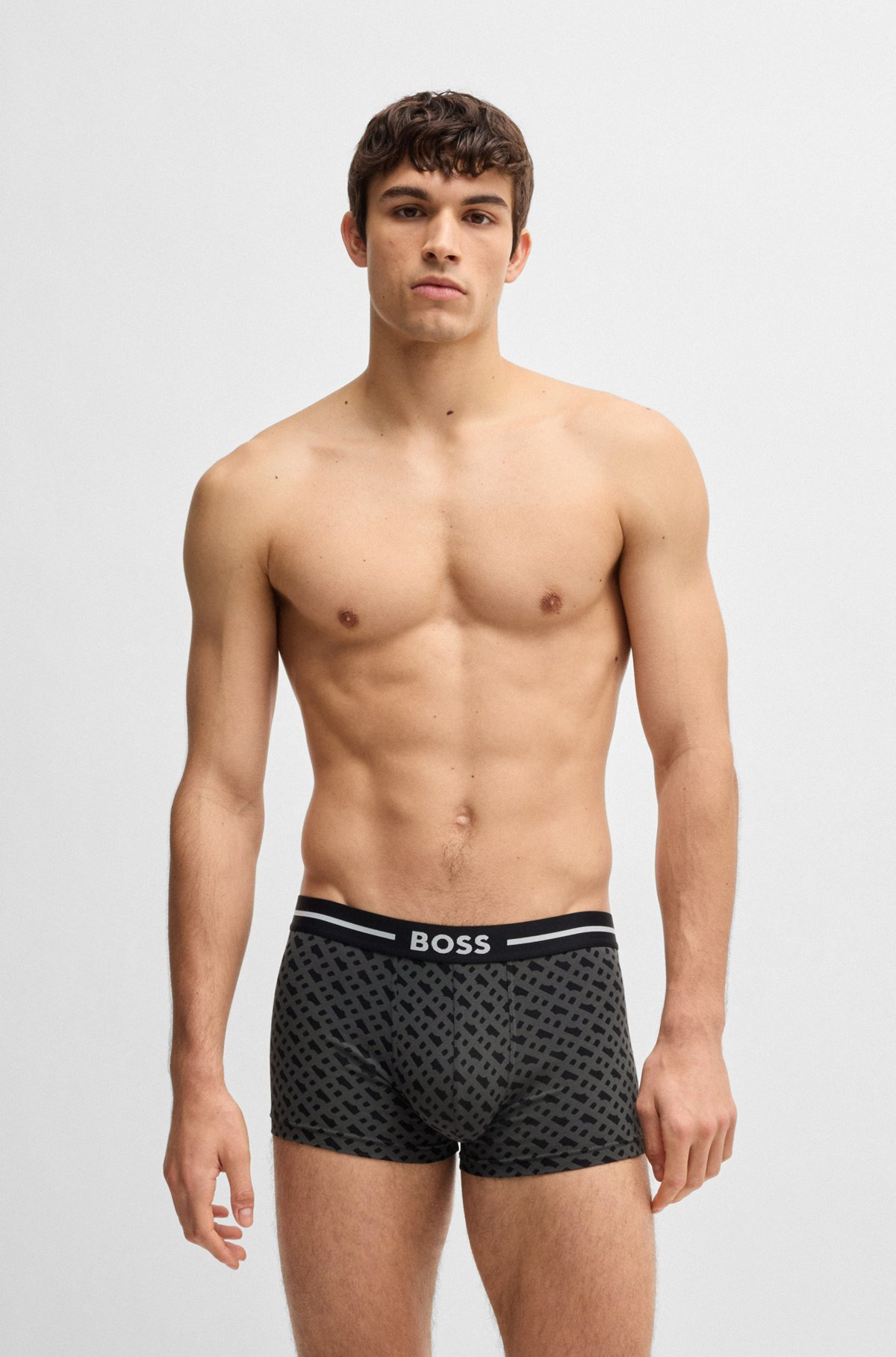 THREE-PACK OF STRETCH-COTTON PLAIN AND MONOGRAMMED TRUNKS - 2