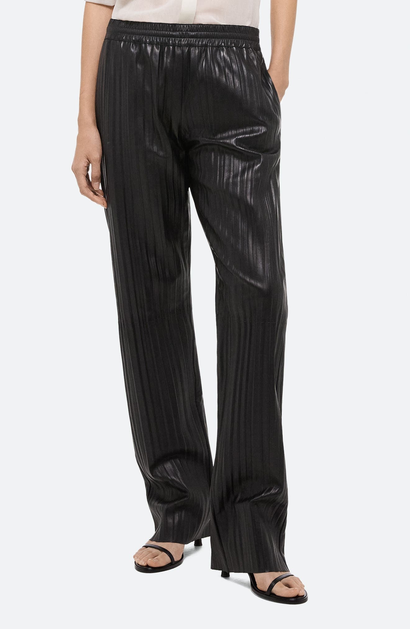 Helmut Lang Pleated Leather Car Pants in Black at Nordstrom - 1