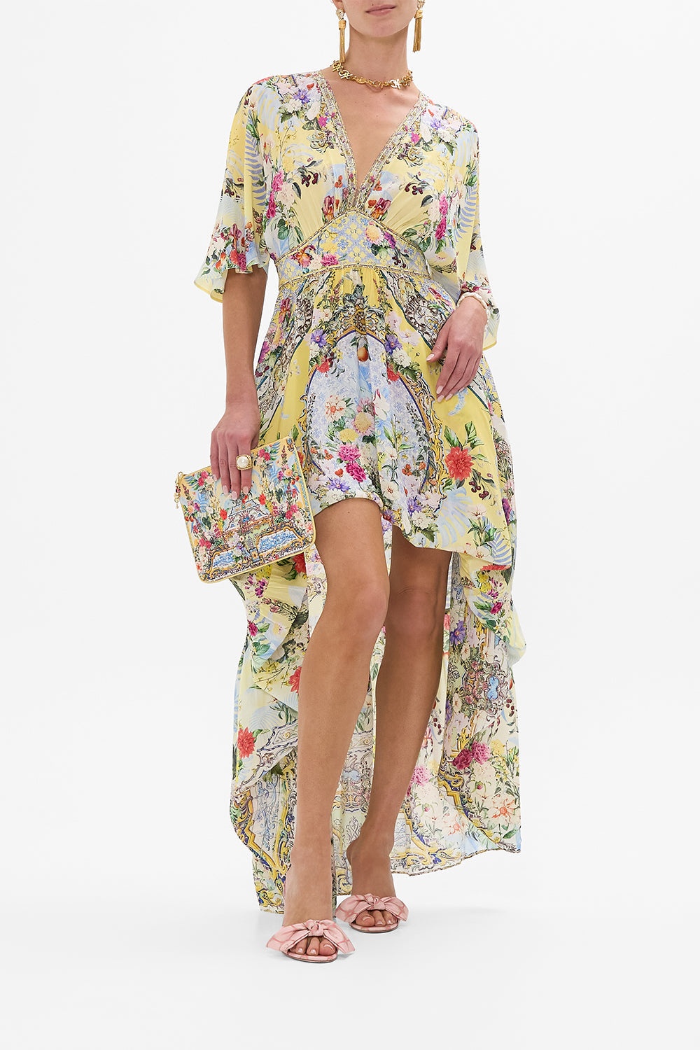 WAISTED DRESS WITH HEM RUFFLE - 7