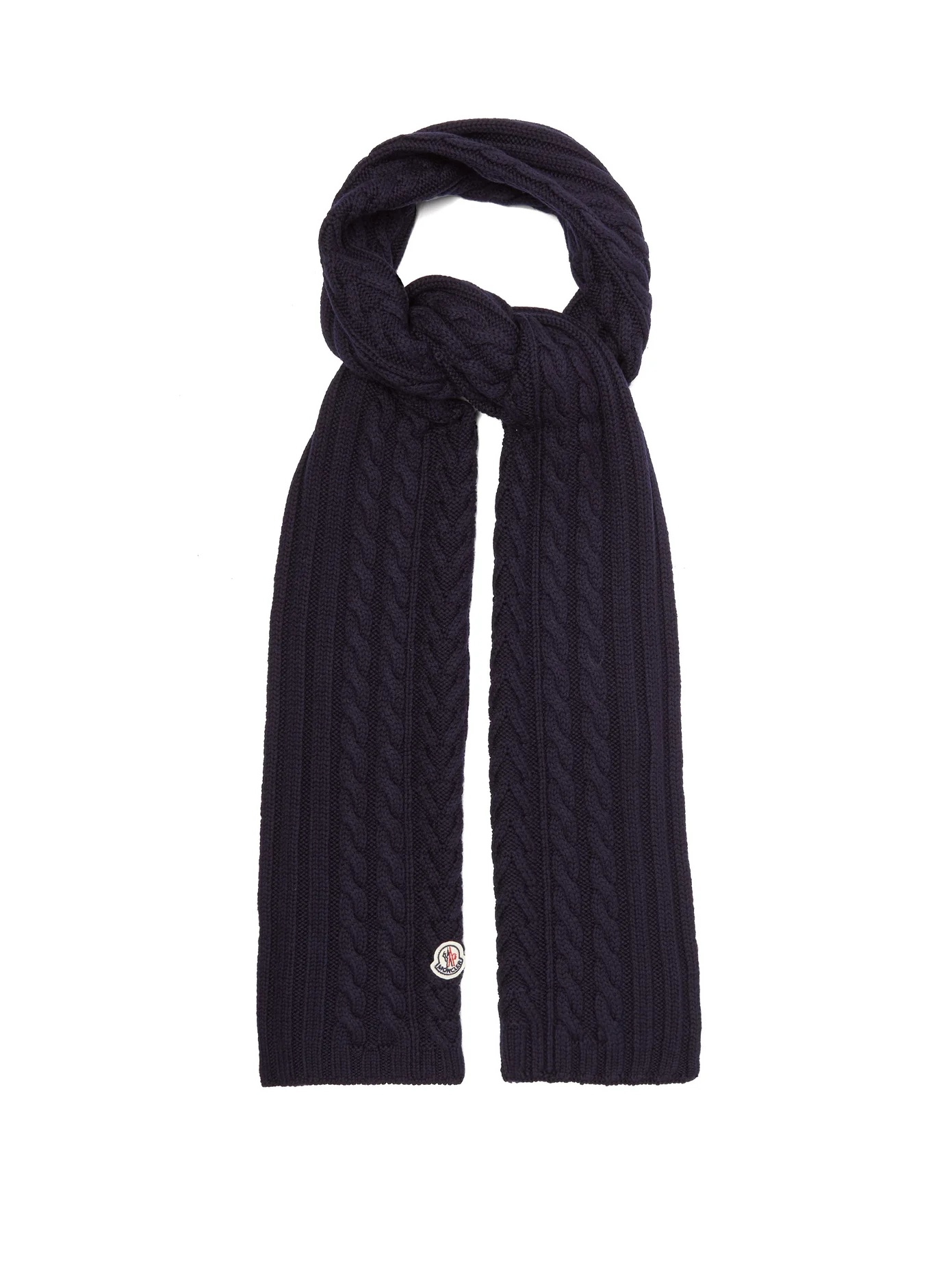 Cable-knitted wool scarf - 1