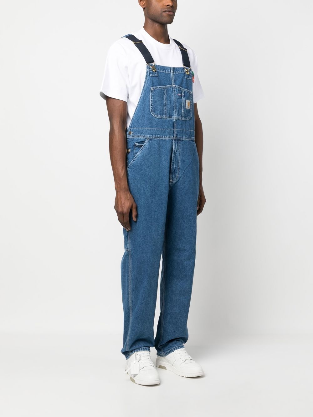 logo-patch straight-leg dungarees - 3