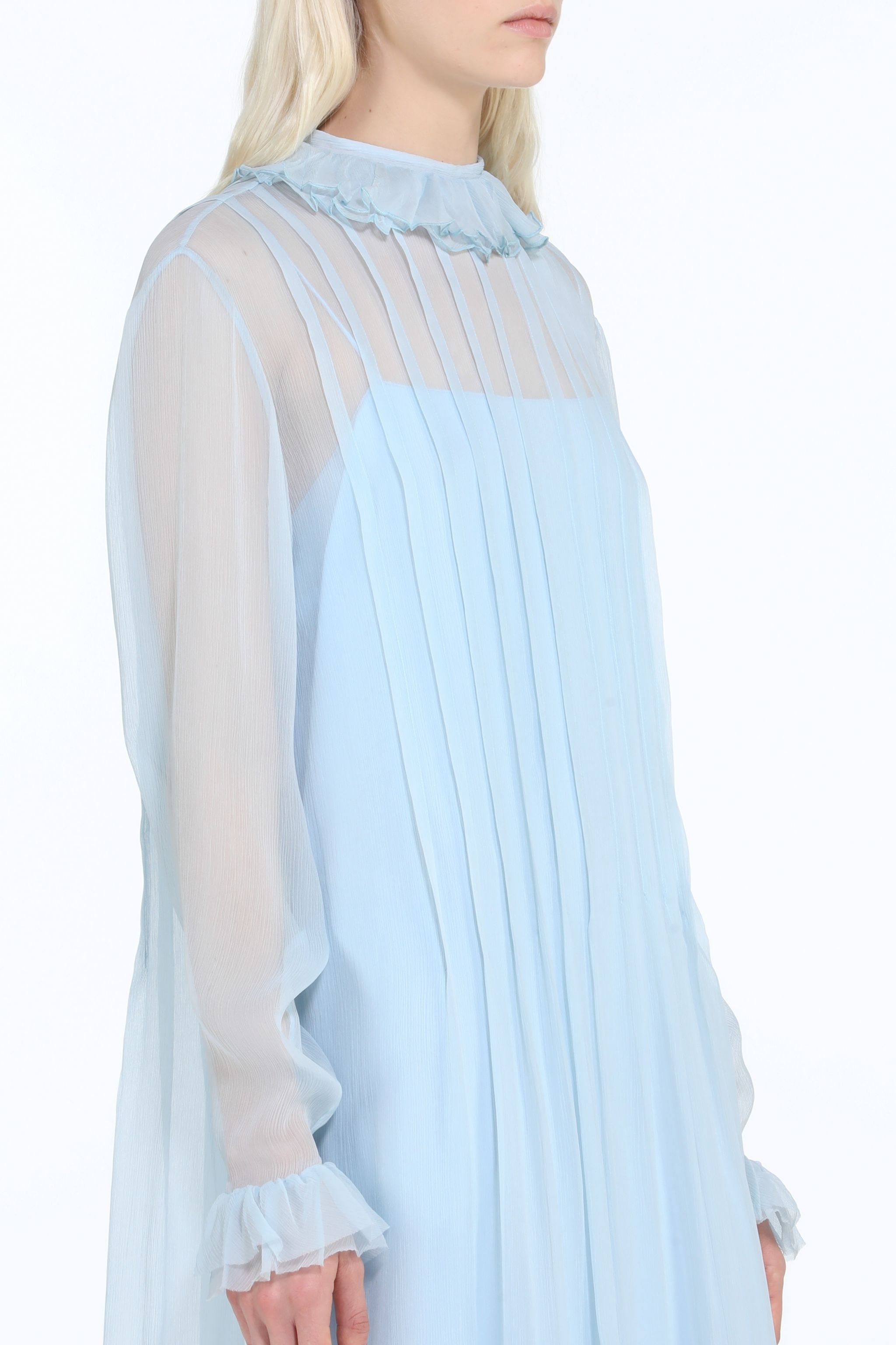 PLEATED SILK DRESS - 4