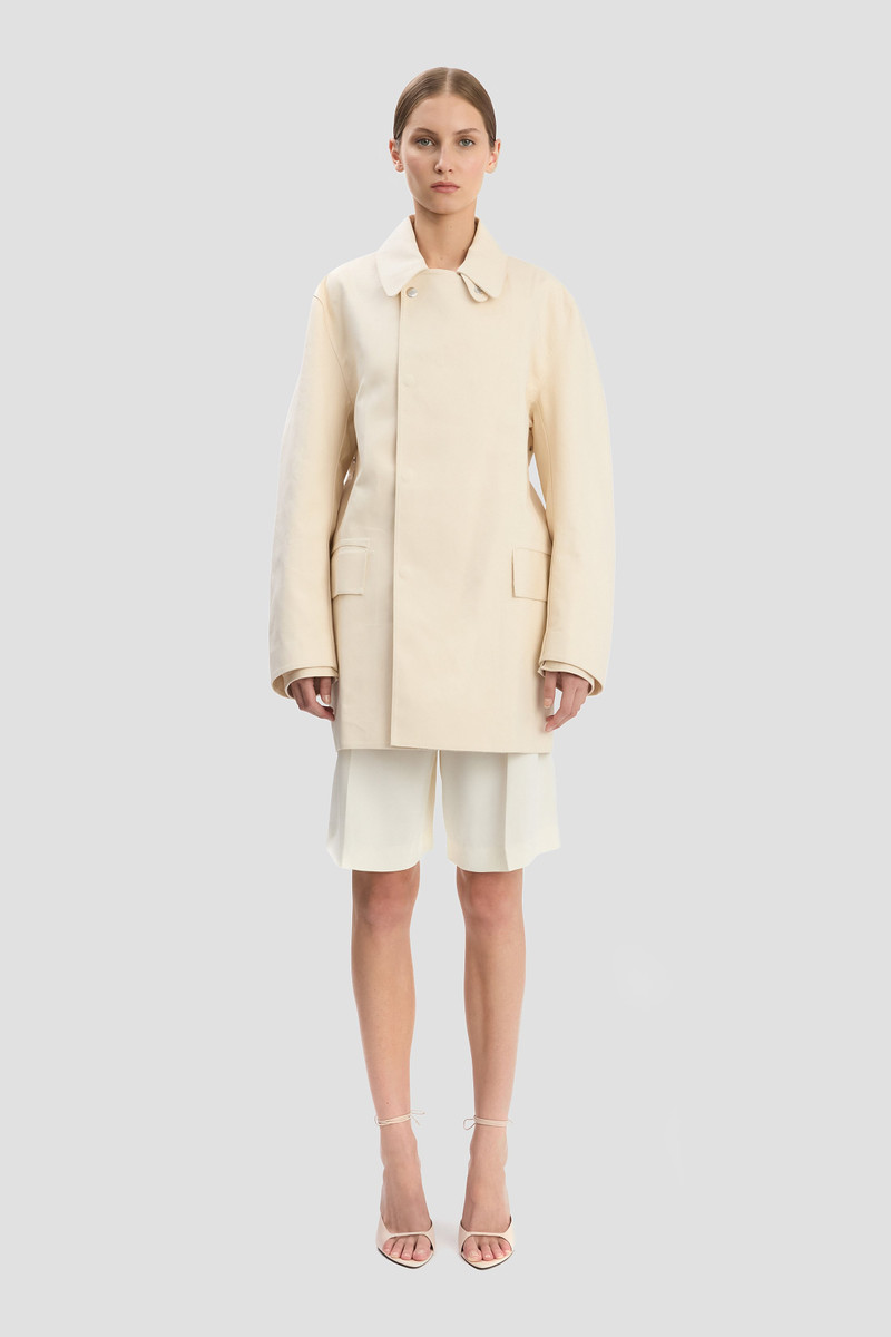 Victoria Beckham Victoria Beckham X Mackintosh Caban Coat In Putty outlook