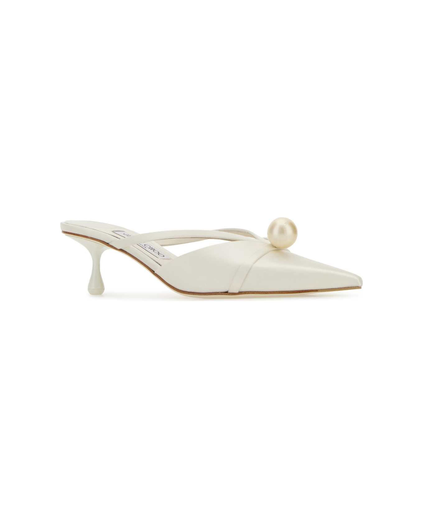 White Satin Sana Mules - 2