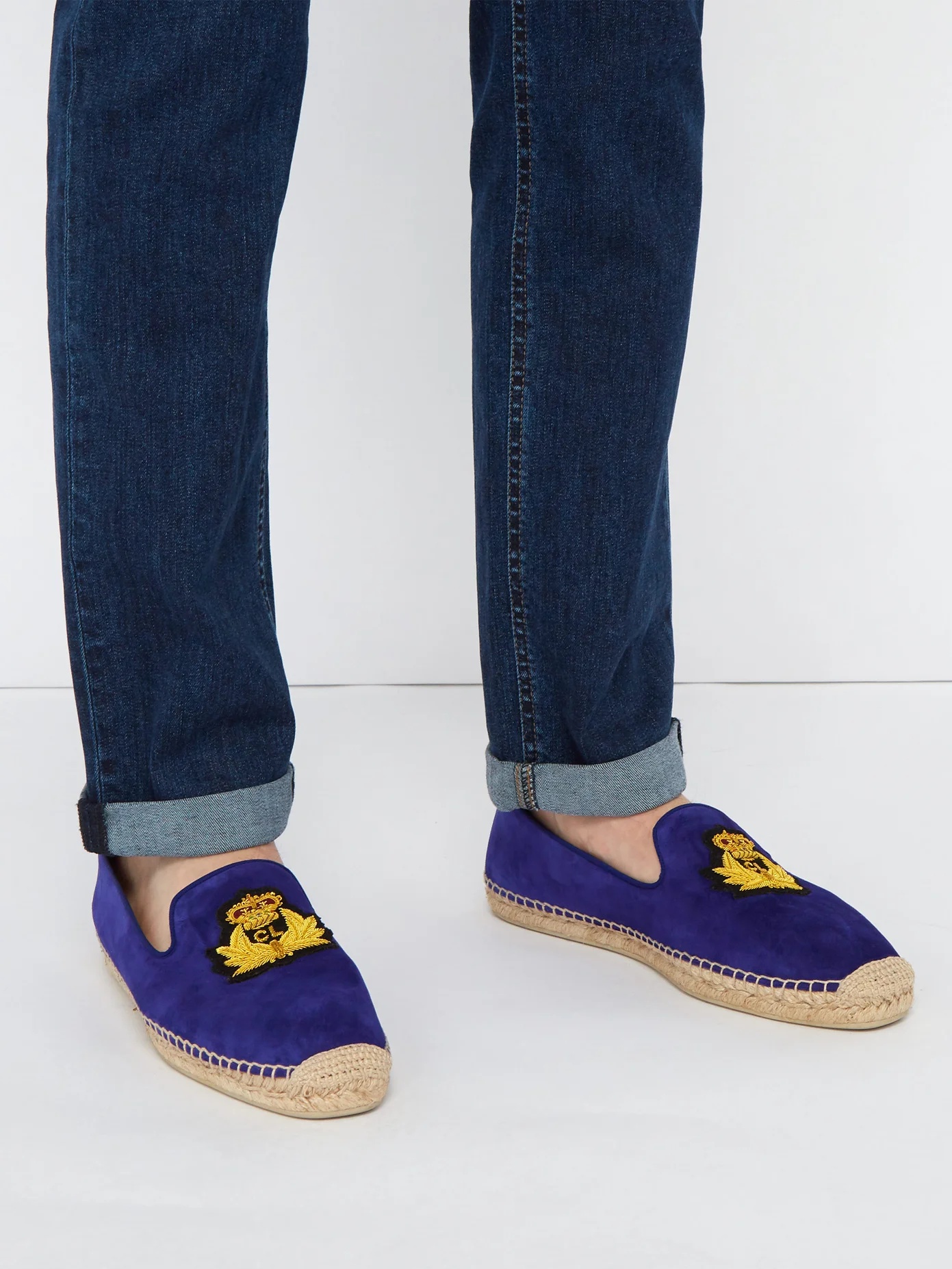 Nanou zardozi-crest suede espadrilles - 2