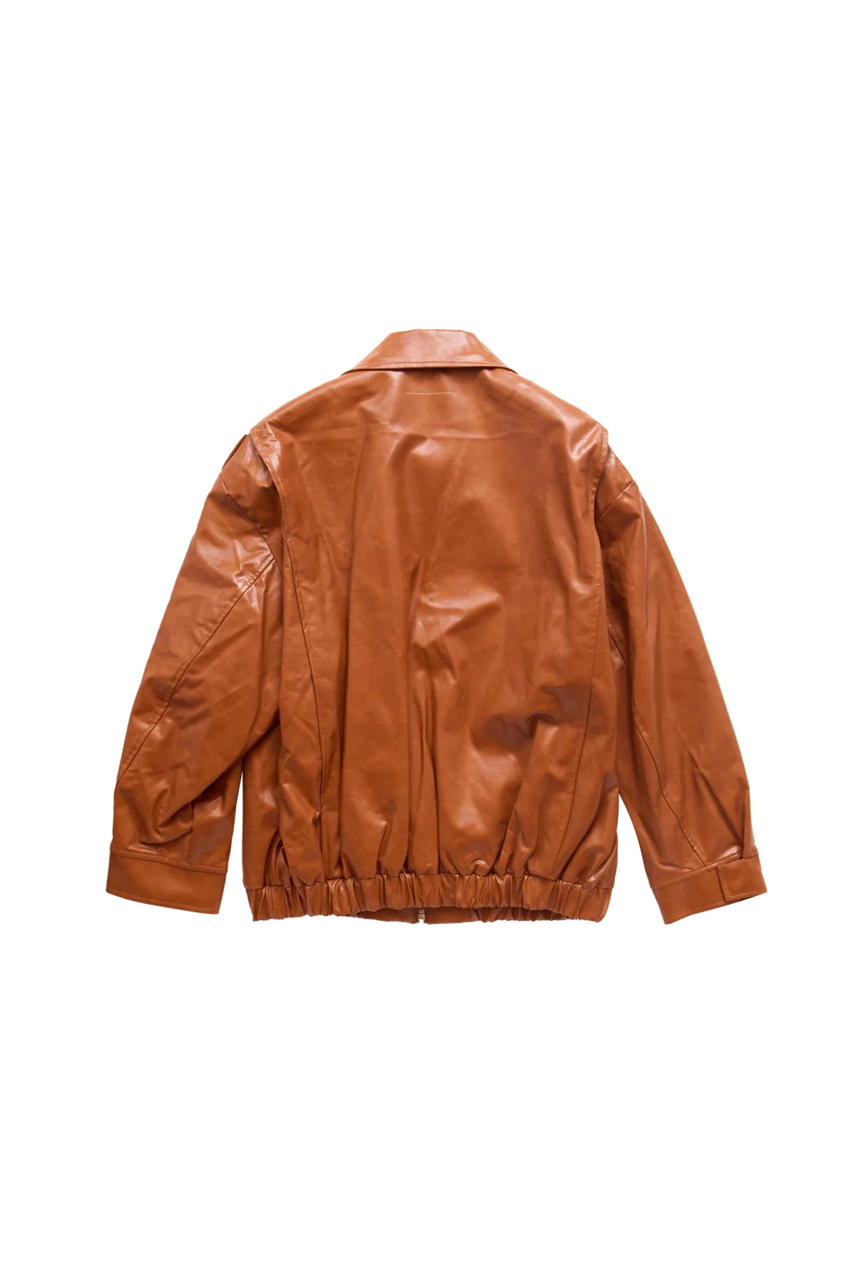 MM6 Faux Leather Aviator Bomber Jacket Caramel - 2