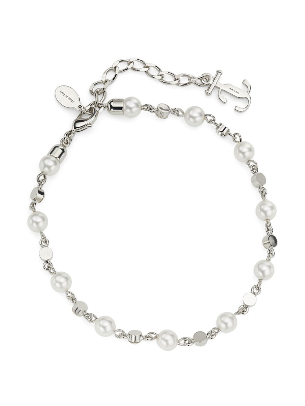 logo-charm pearl-detail anklet - 6