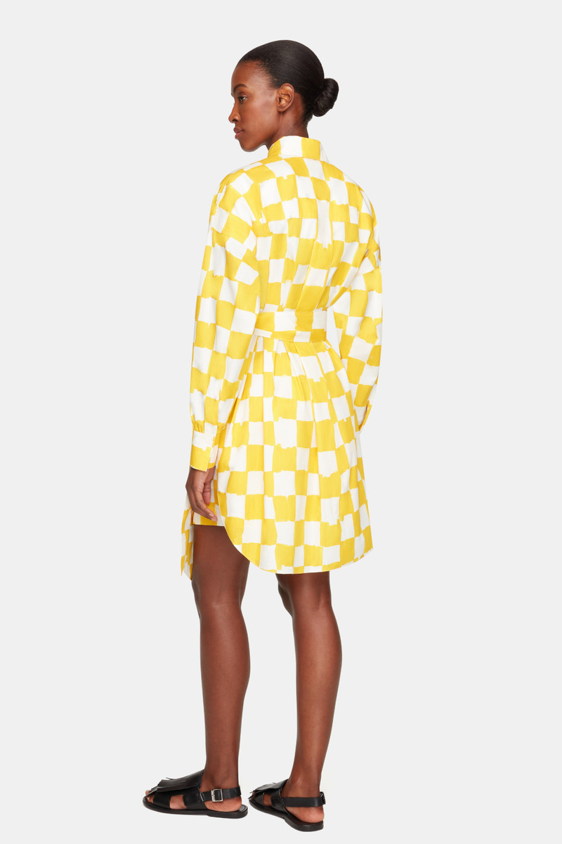 Emilia Wickstead X Palm Heights Jalissa Top in Yellow and White Checkerboard Print Cotton 3