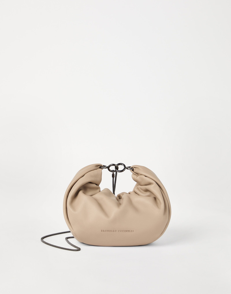 Brioche hobo bag in soft leather with precious chain 1