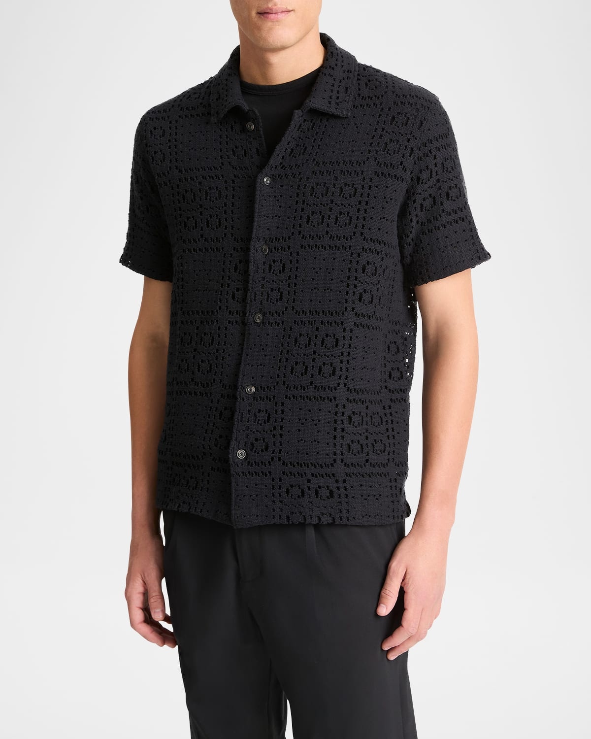Men's Crochet Button-Down Shirt - 4