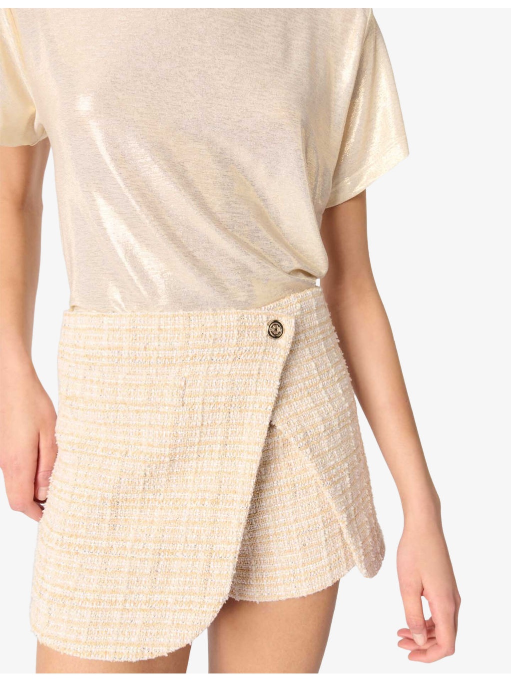 Layered Tweed-Texture Cotton-Blend Skort - 5