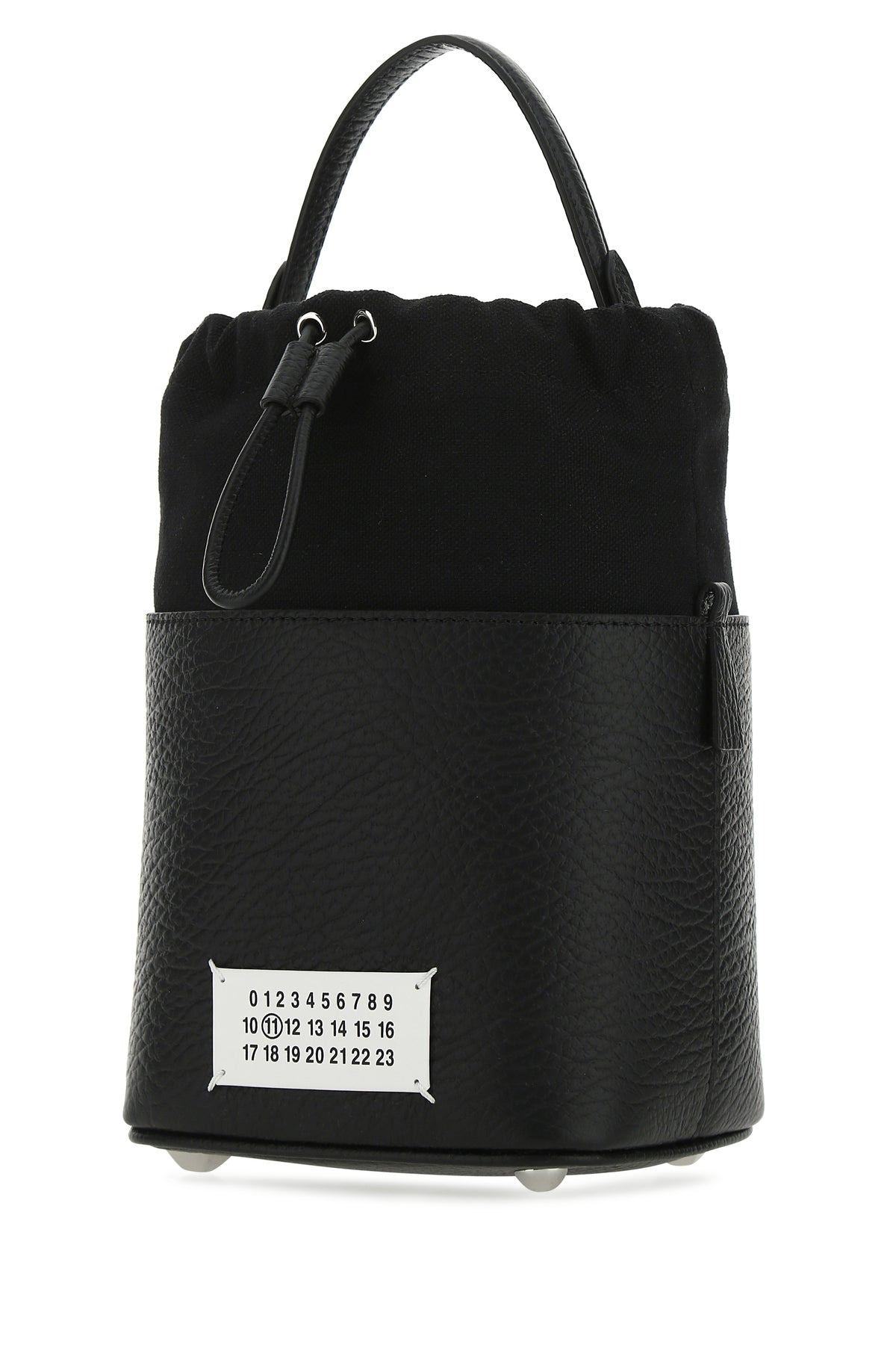 Black leather and canvas mini 5AC bucket bag - 2