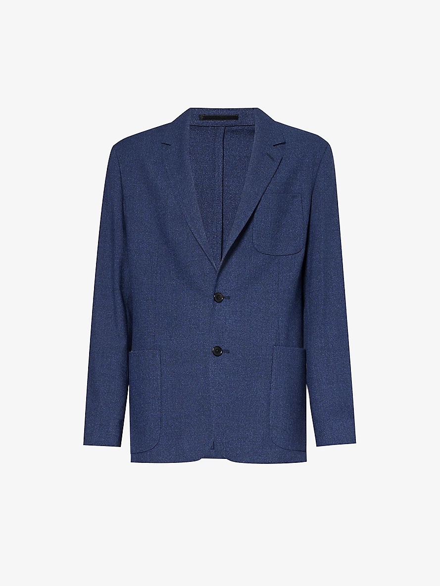 Single-breasted notched-lapel regular-fit wool blazer - 1