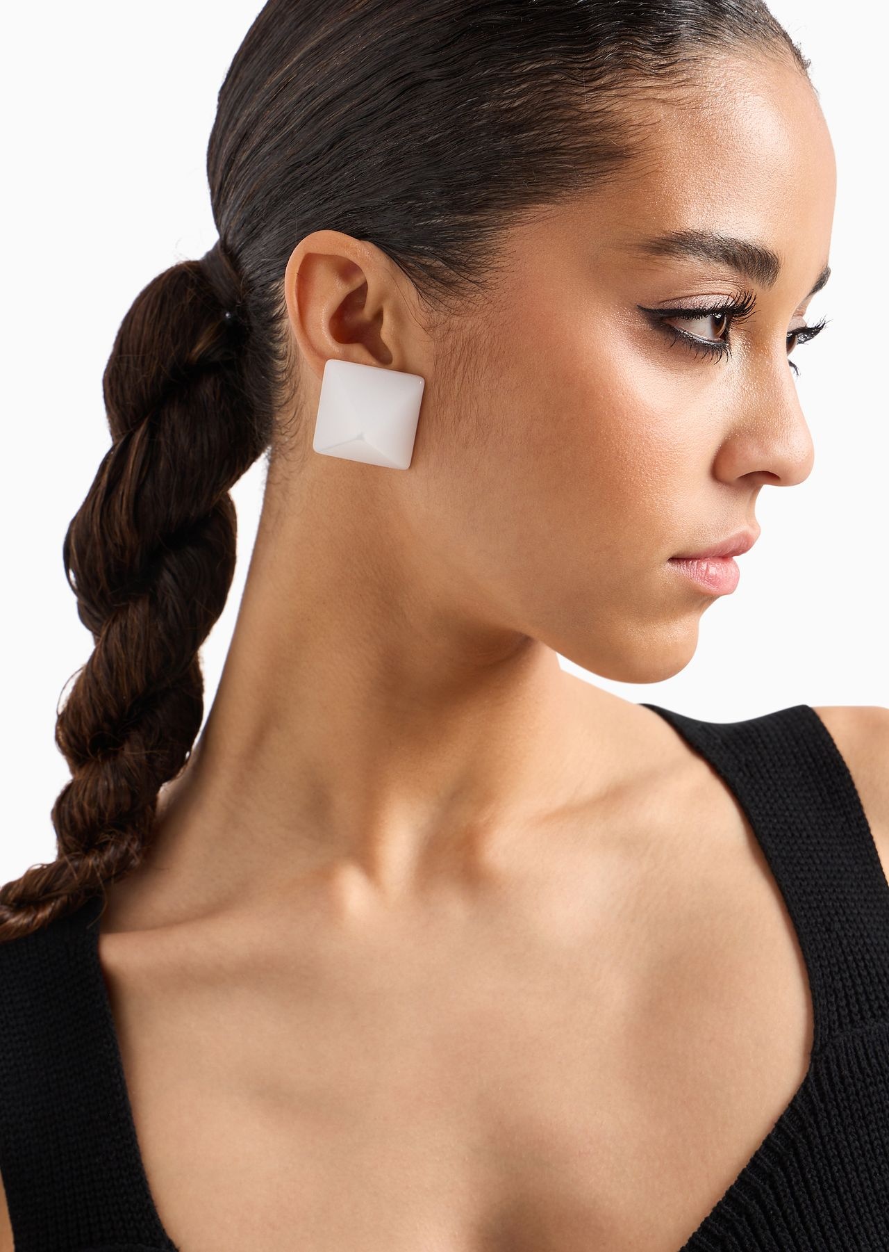 Oversize square faceted earrings - 3