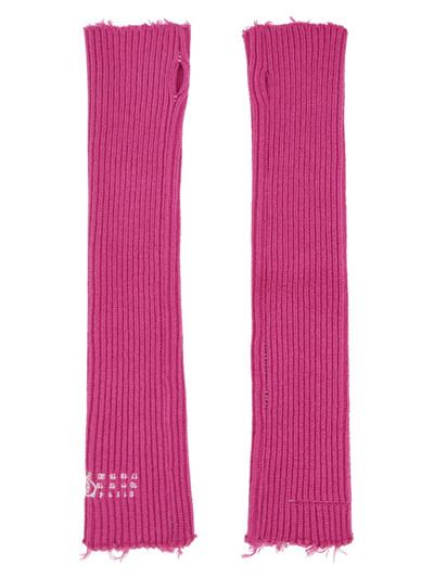 MM6 Maison Margiela Pink Ribbed Arm Warmers outlook