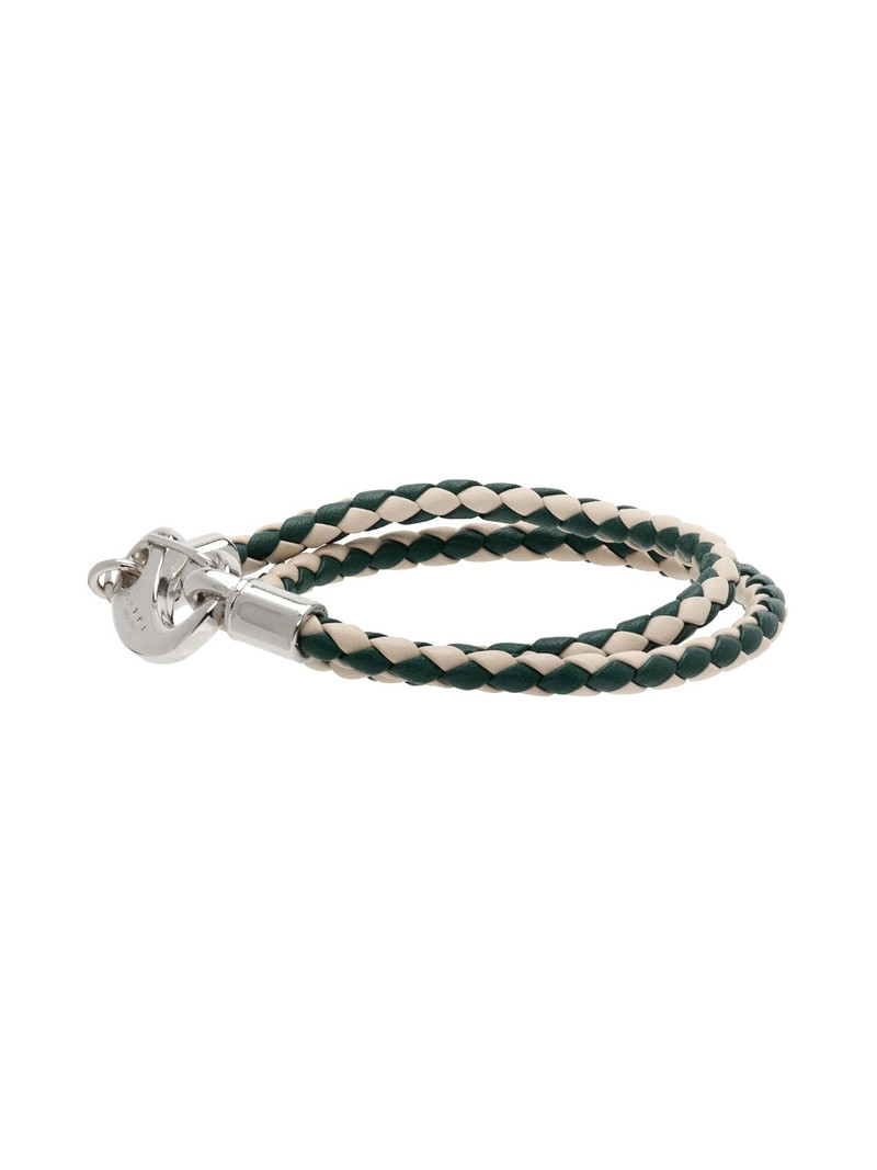White & Green Double Wrap Braided Bracelet 3