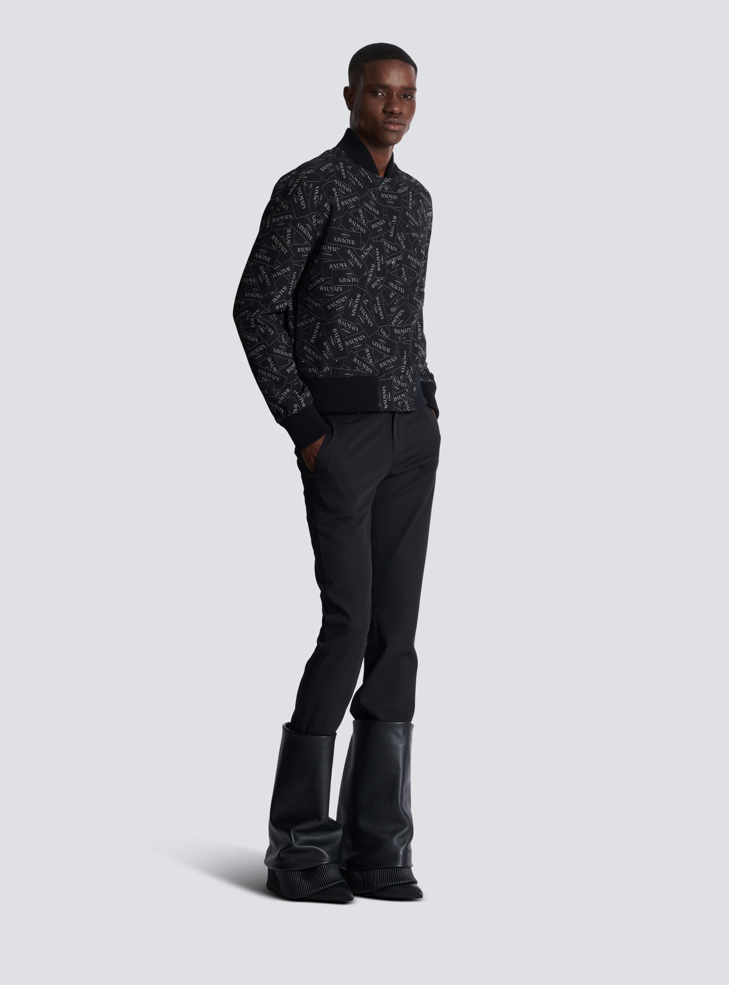 Printed Balmain label bomber jacket - 3