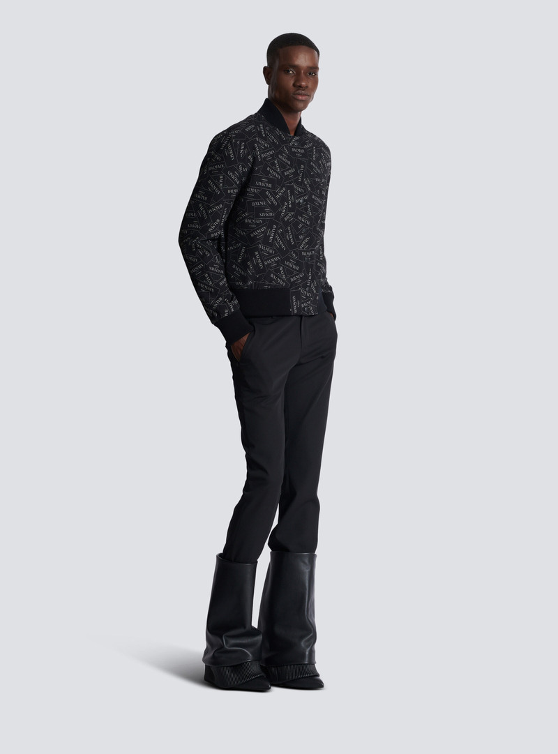 Printed Balmain label bomber jacket 3