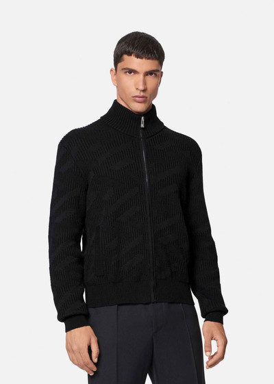 VERSACE La Greca Pattern Wool Cardigan outlook