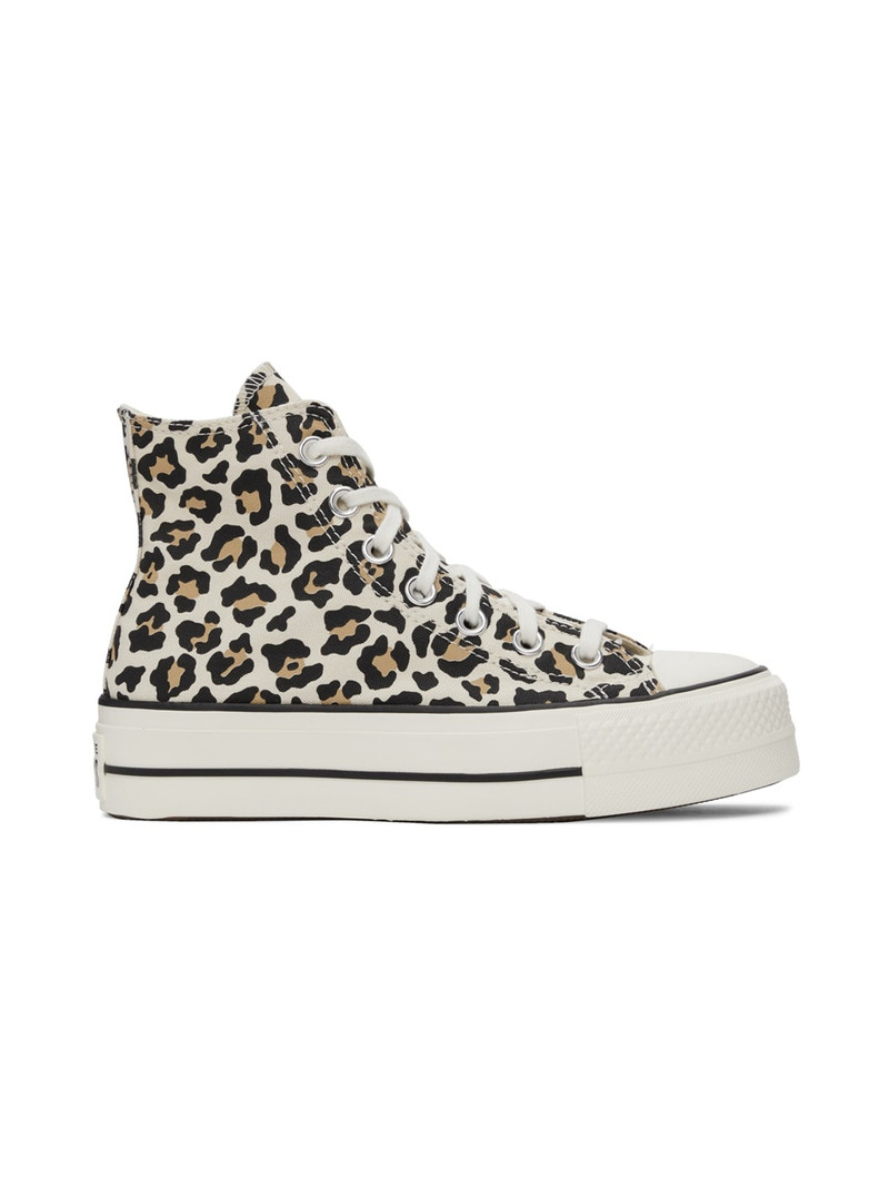Beige & Brown Leopard Chuck Taylor All Star Lift High Sneakers - 1