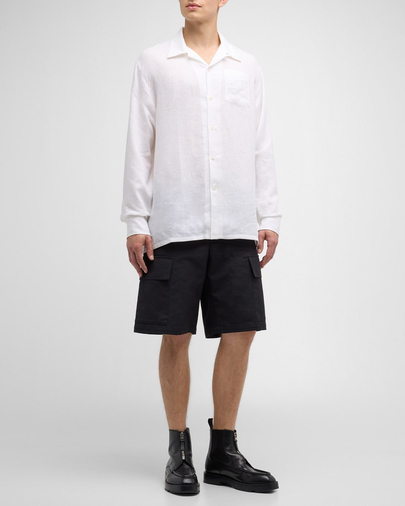 Givenchy Men's Long-Sleeve Flax Linen Button-Front Shirt outlook