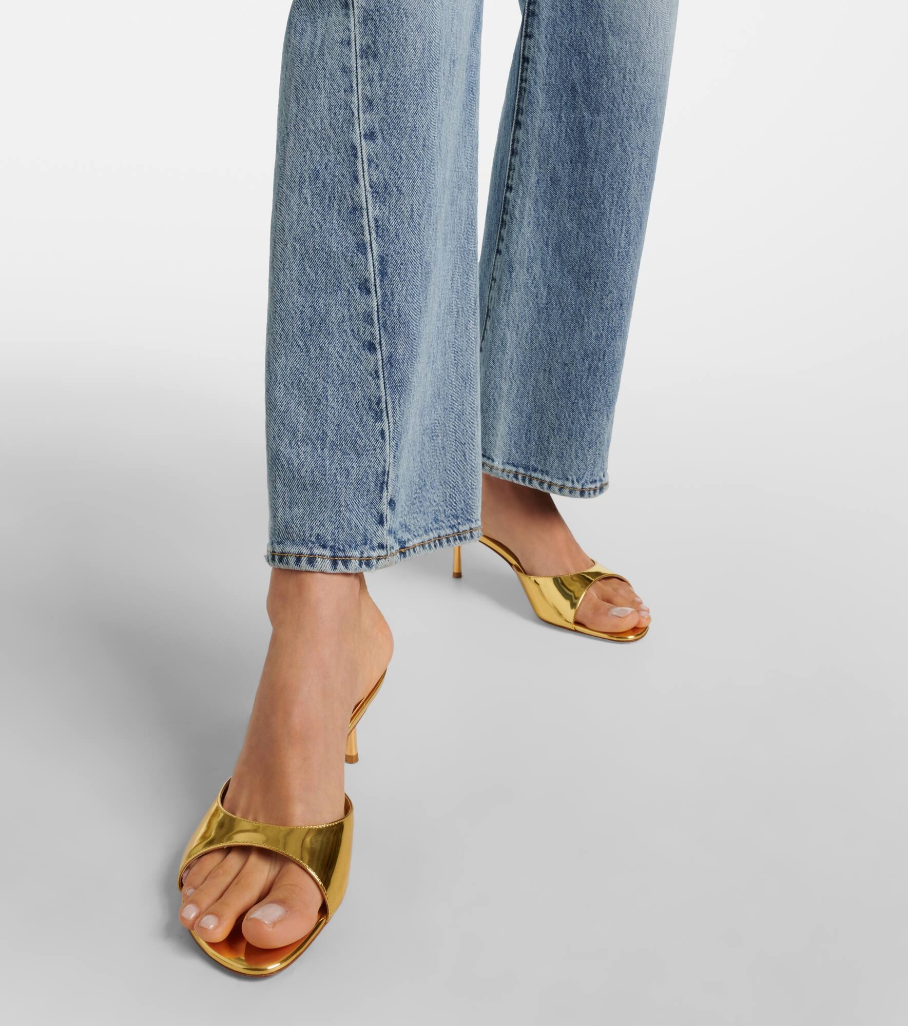 Jeanne 60 metallic leather mules - 4