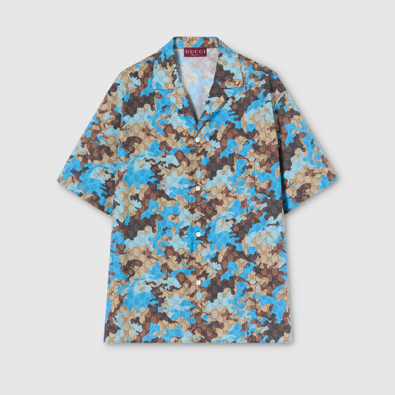 Printed cotton poplin bowling shirt 1