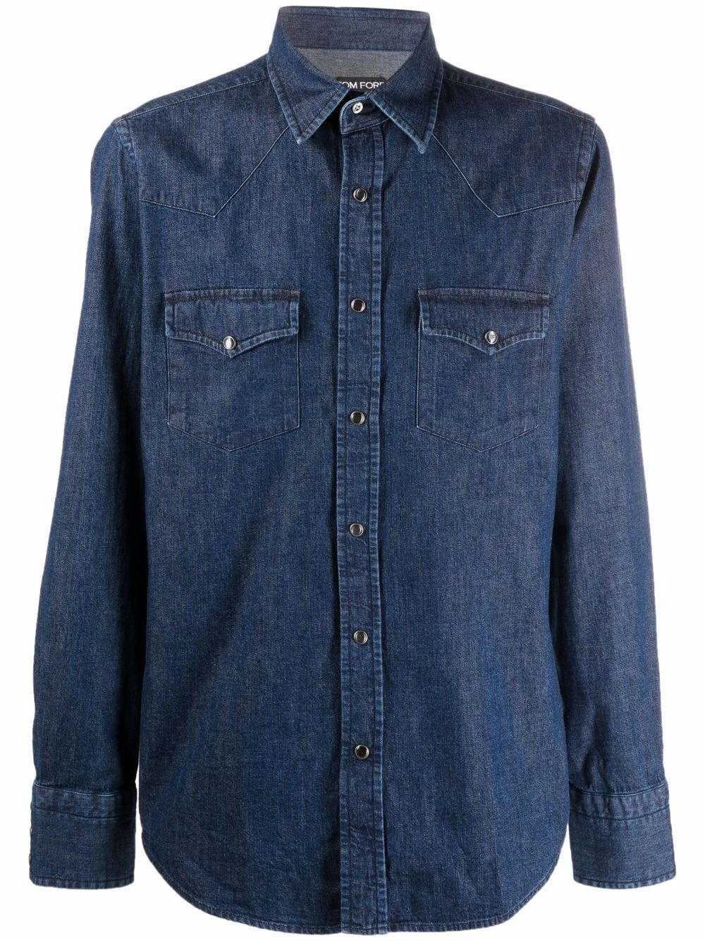 flap pocket denim shirt - 1