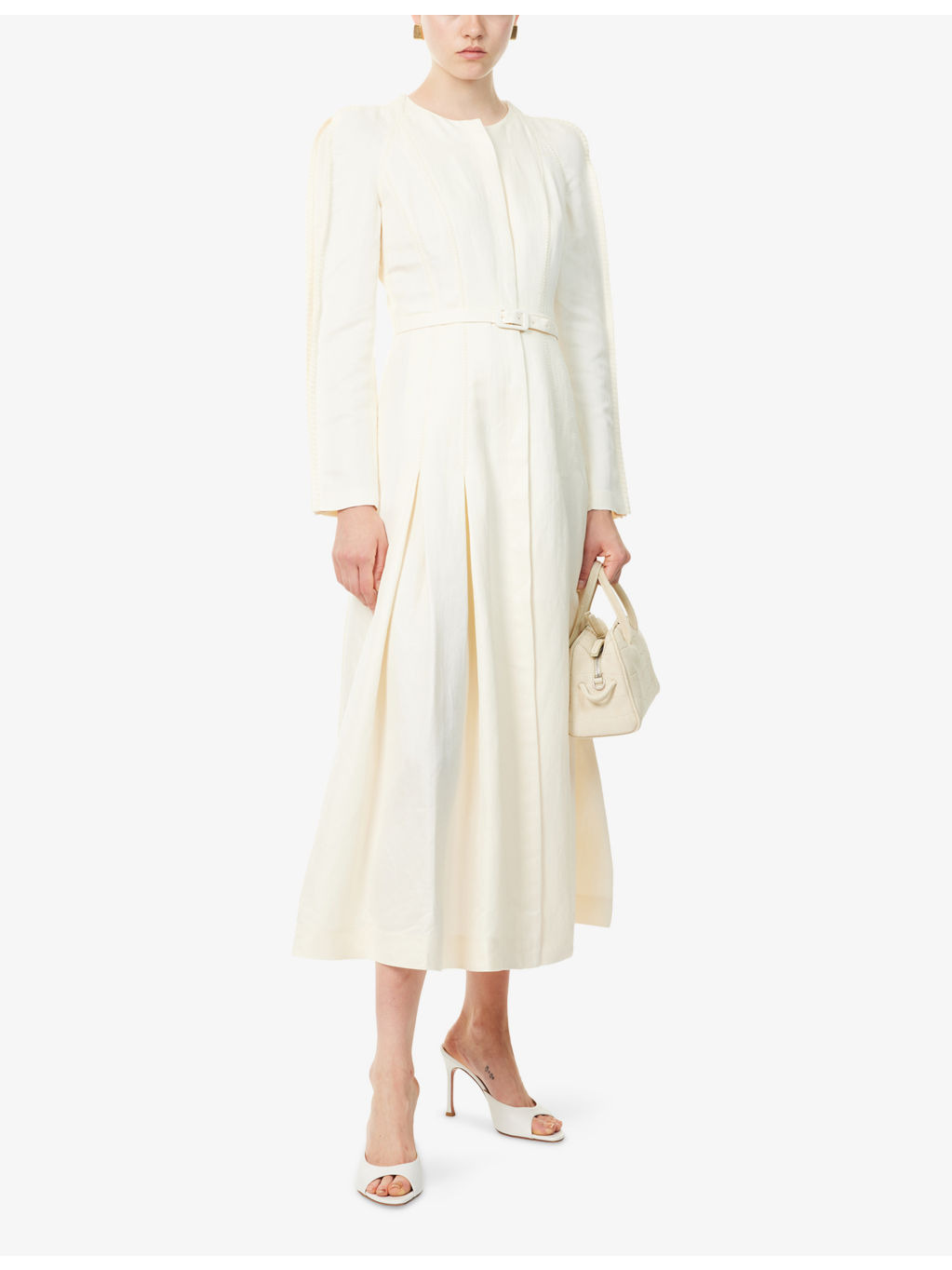 Niles Pleated Linen And Silk Midi Dress - 2