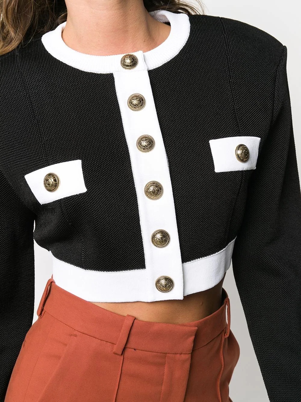 cropped two-tone jacket - 5