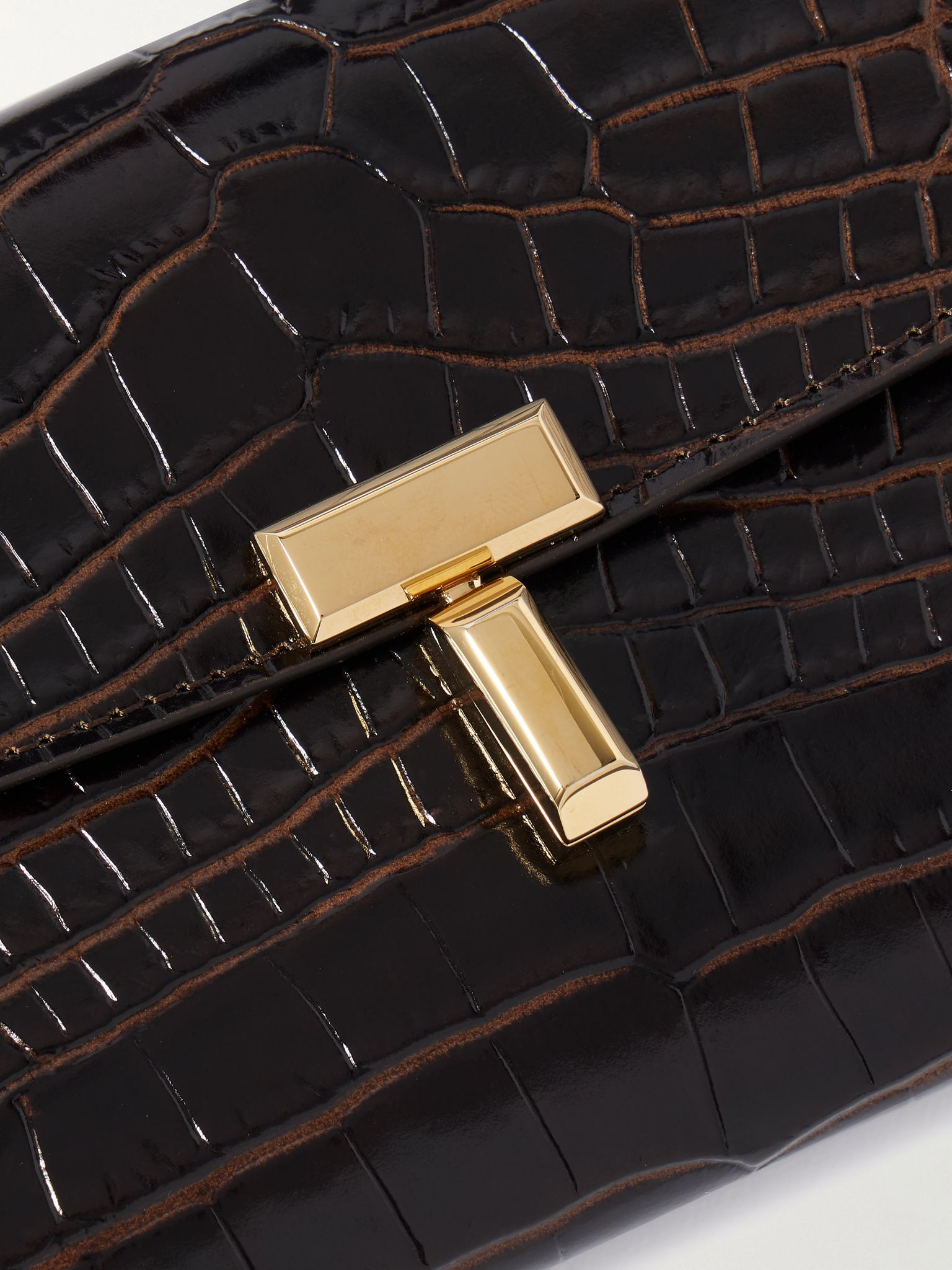 T-Lock croc-effect leather wallet Dark brown - 4