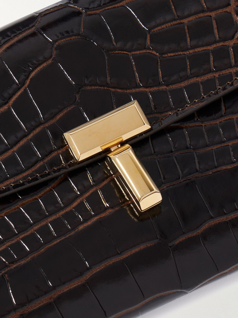 T-Lock croc-effect leather wallet Dark brown 4