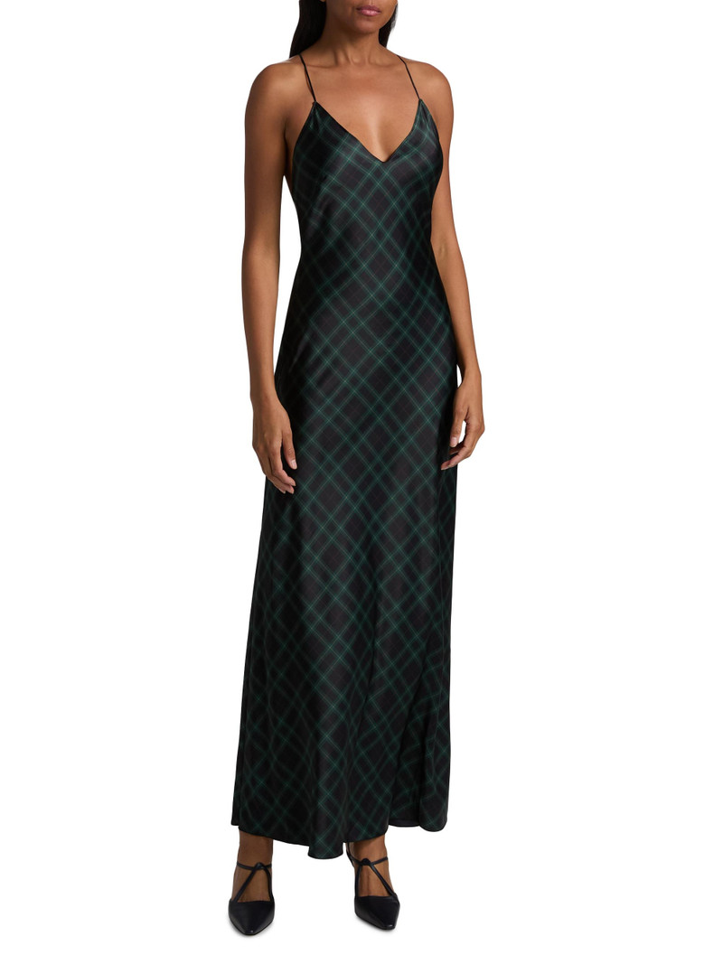 Women's Bethanne Plaid V-Neck Slip Gown - Navy Green Plaid 3