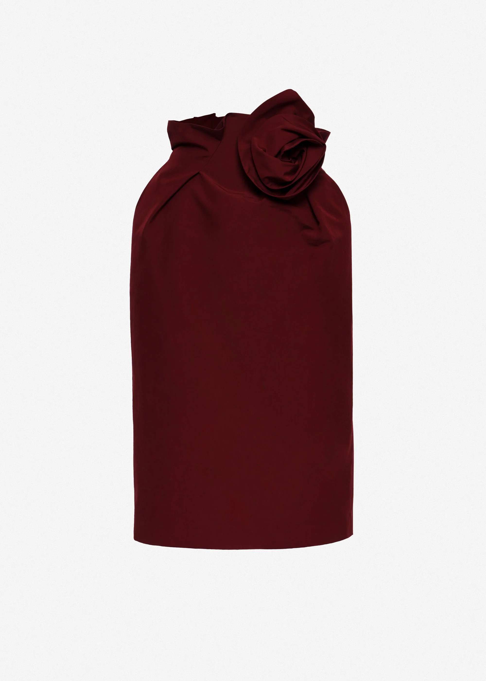 Flower-detail midi skirt in burgundy - 1