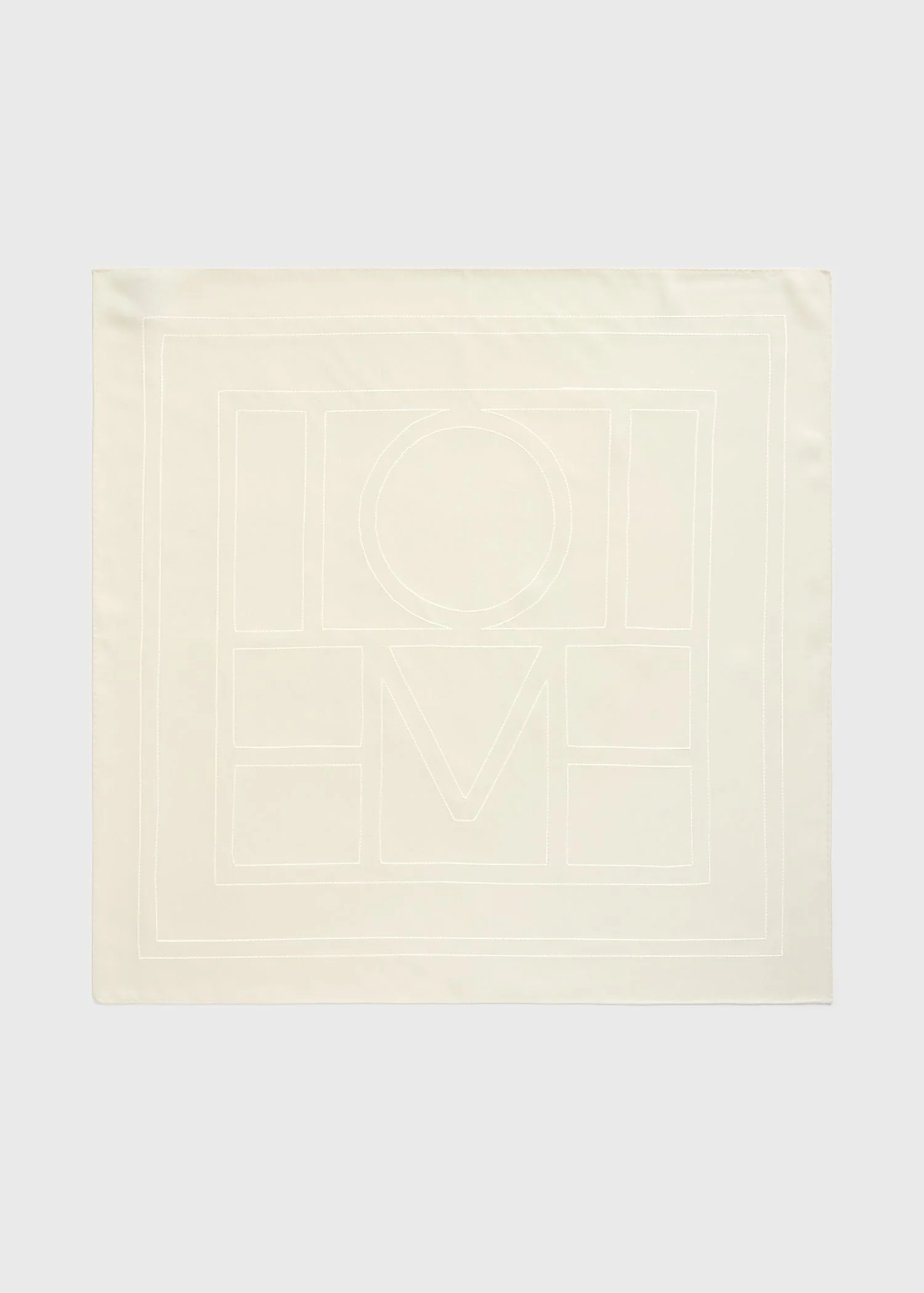 Embroidered monogram silk scarf cream - 1