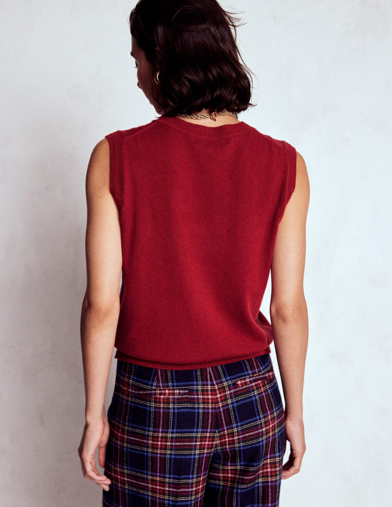 Eva Cashmere Vest-Red Liquorice 4