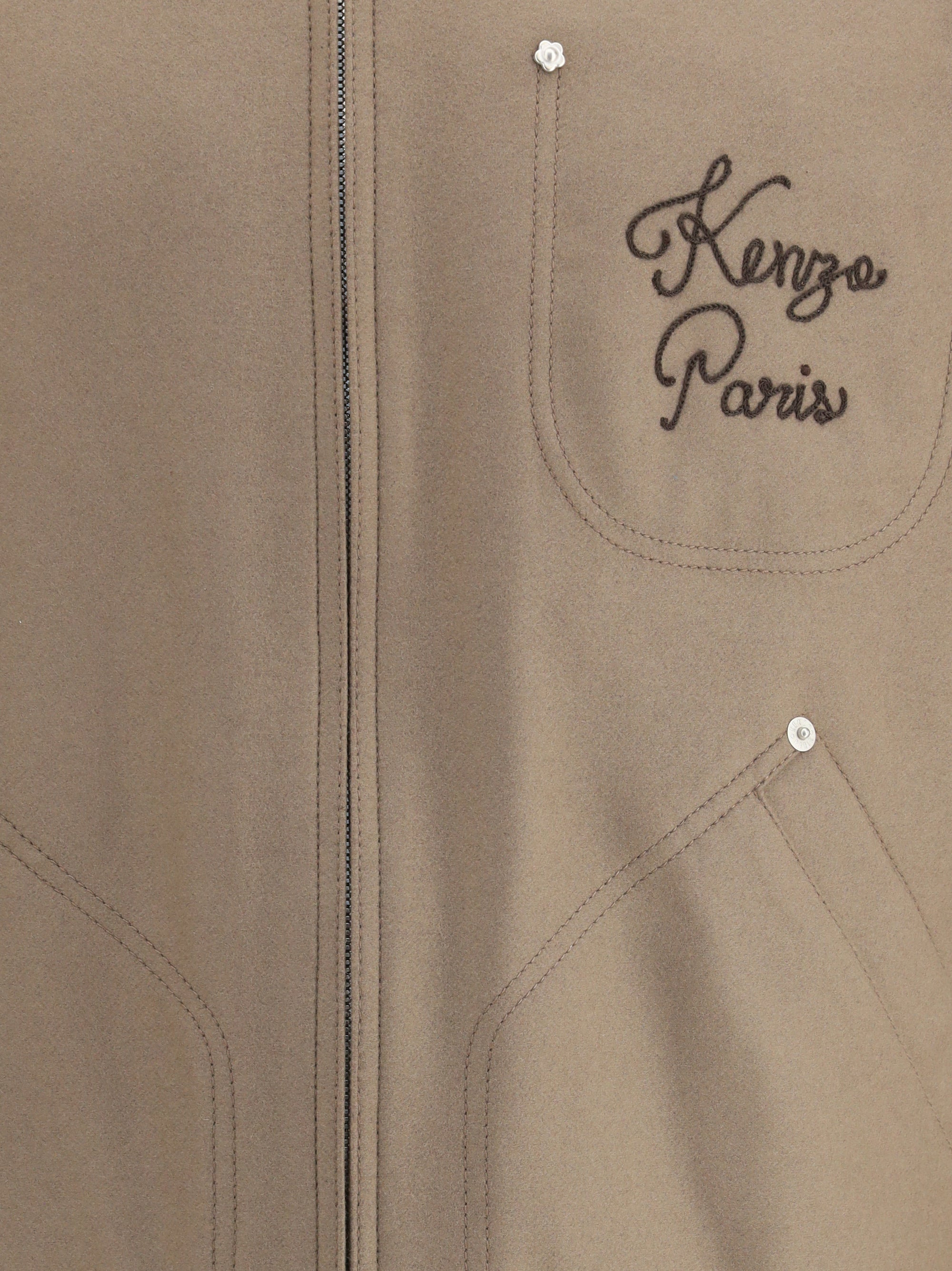 Kenzo Men Wool And Leather College Jacket - 3