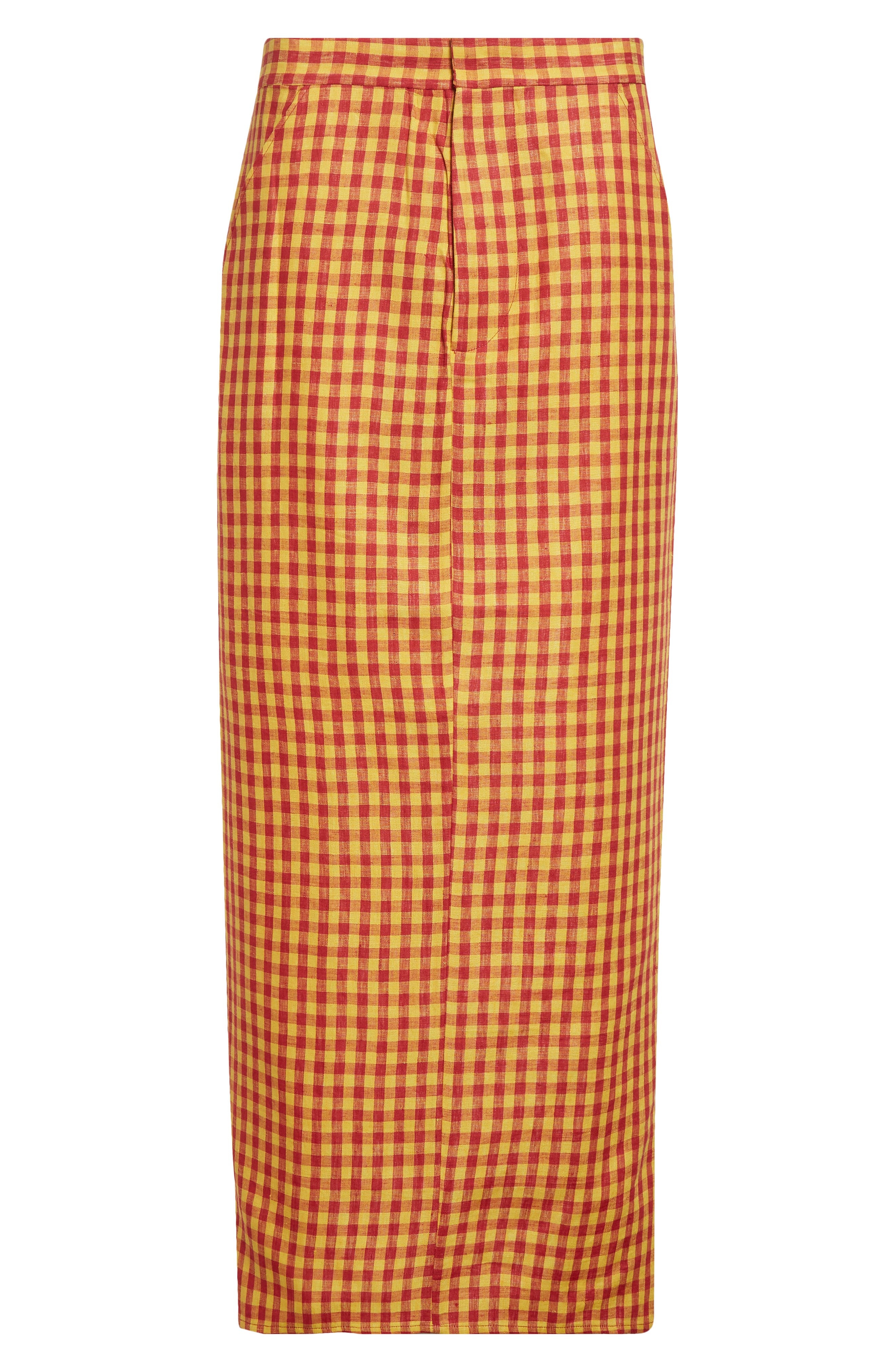 ZANKOV Luduvine Check Linen Maxi Skirt in Cherry/Yellow Multi at Nordstrom - 5