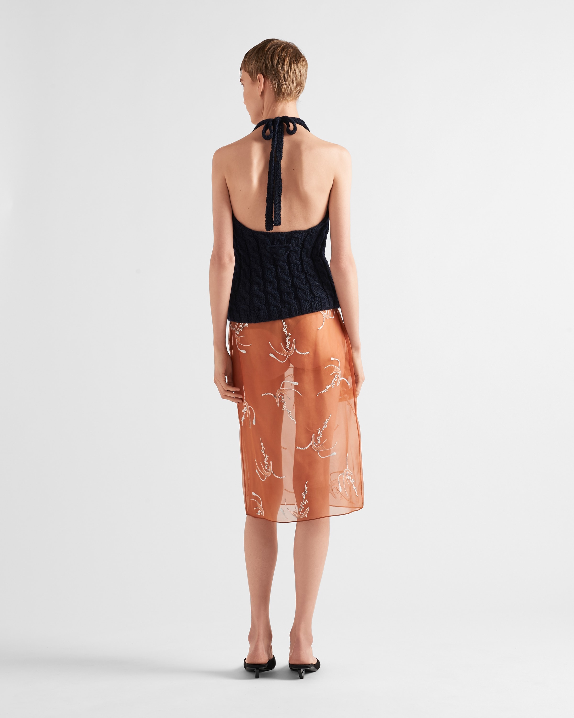 Embroidered organza midi-skirt - 5