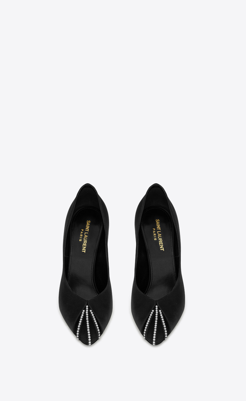 SAINT LAURENT alix pumps in silk satin and rhinestones outlook