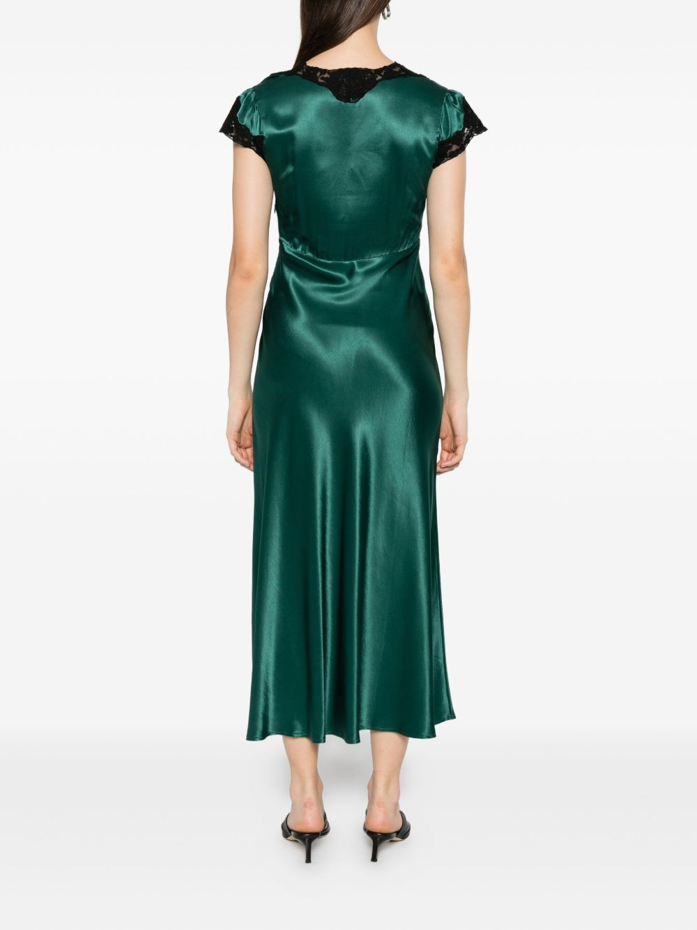 Amari lace-trimmed satin dress - 4