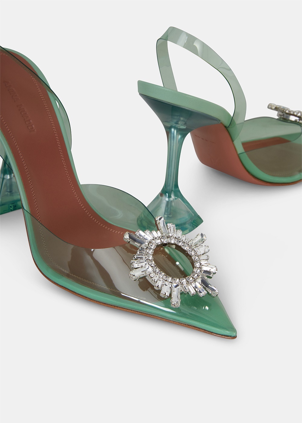 Mint PVC Begum Glass Sling back Heels - 3