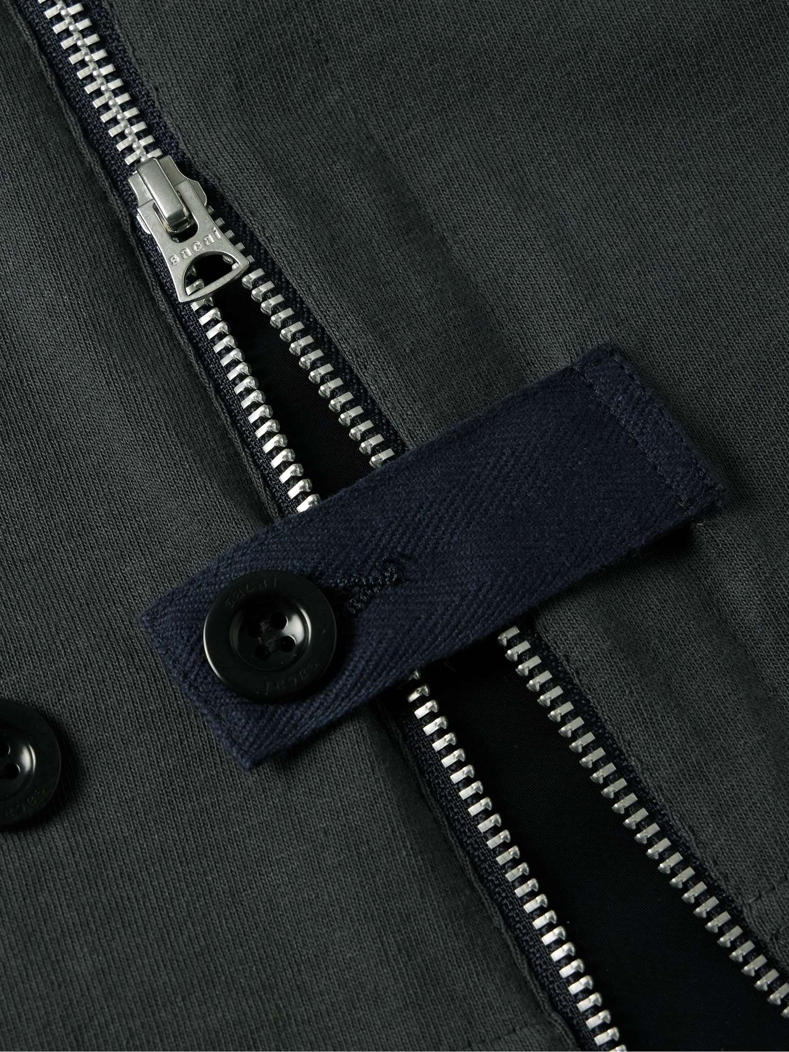 Grosgrain-Trimmed Button and Zip-Detailed Cotton-Jersey T-Shirt - 4