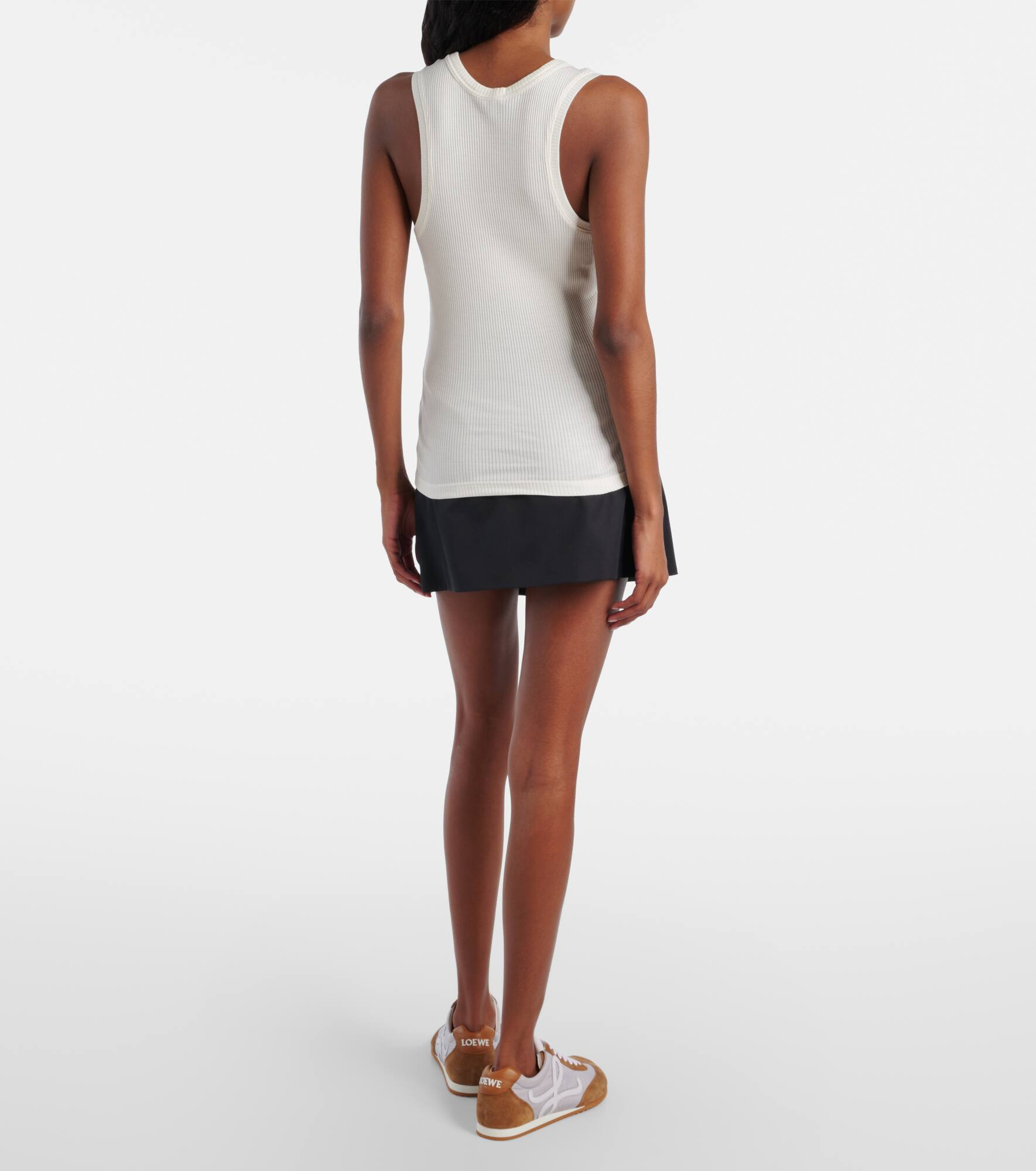 Anagram ribbed-knit silk tank top - 3