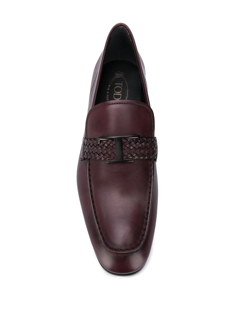 T logo leather loafers - 4