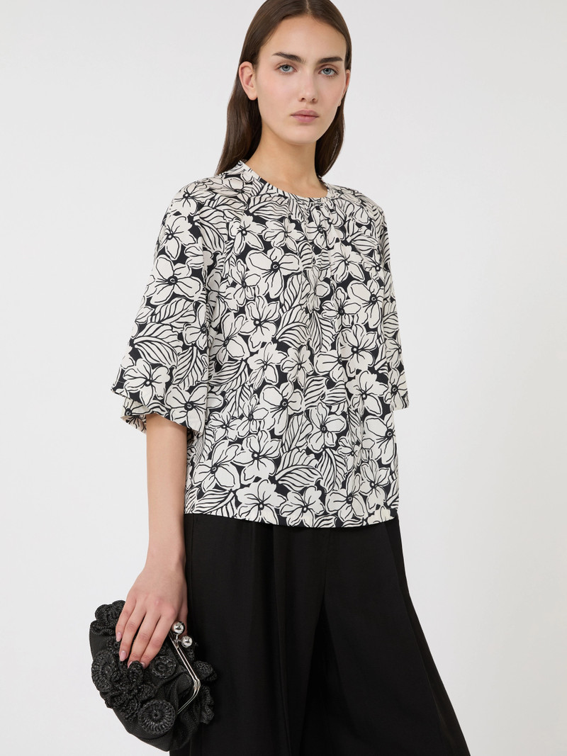 QUAGLIA Printed cotton poplin blouse - BLACK 5