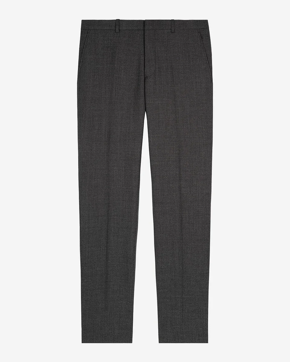 GREY STRAIGHT WOOL SUIT PANTS - 1